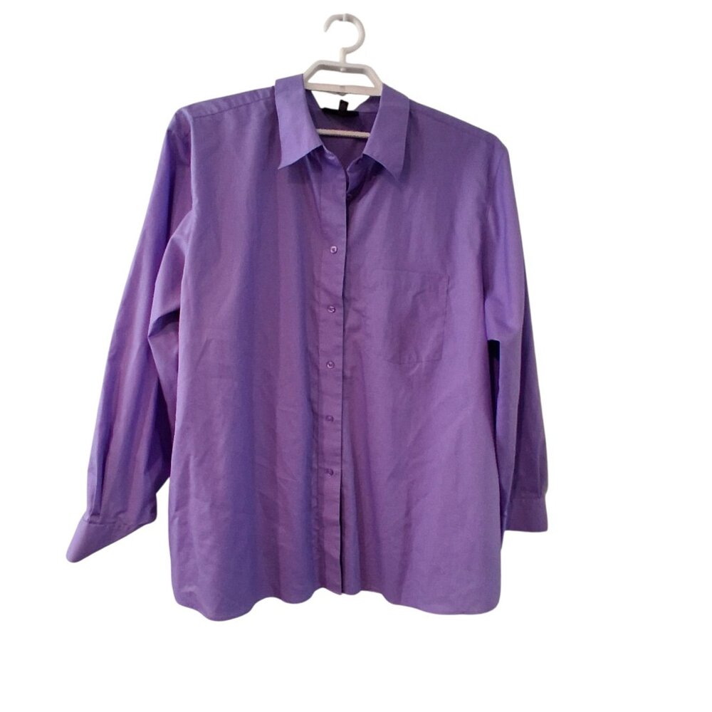 Foxcroft shirt womens 22W wrinkle free classic fit purple